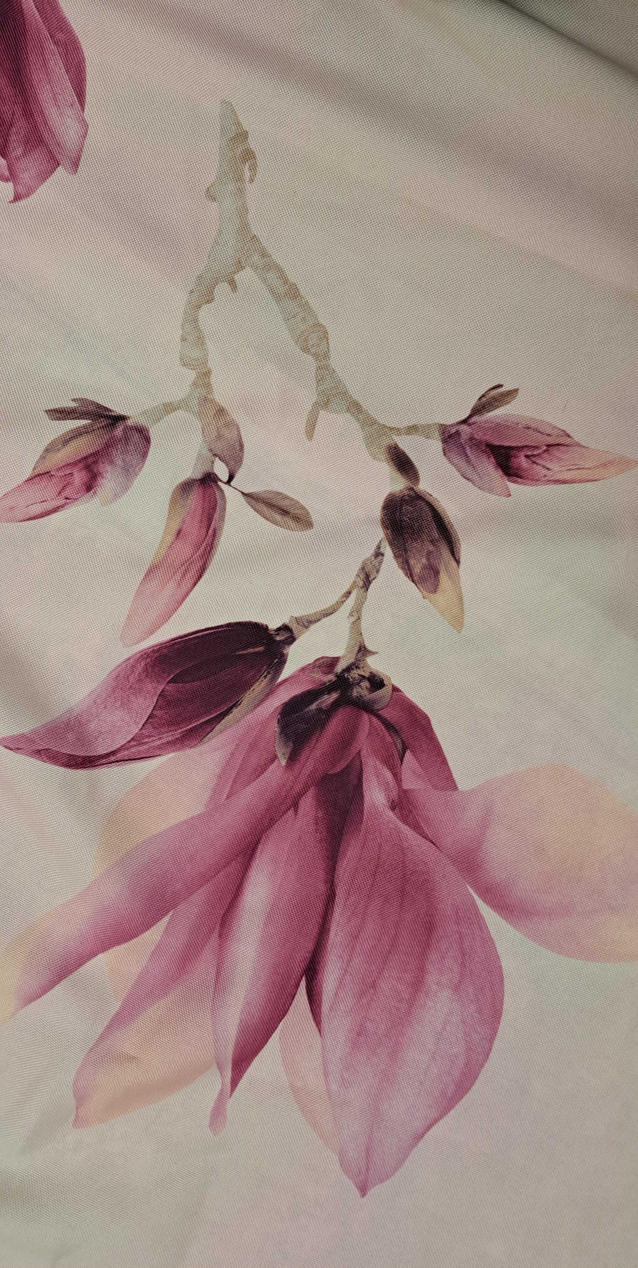 zasłony różowe w kwiaty magnolii
