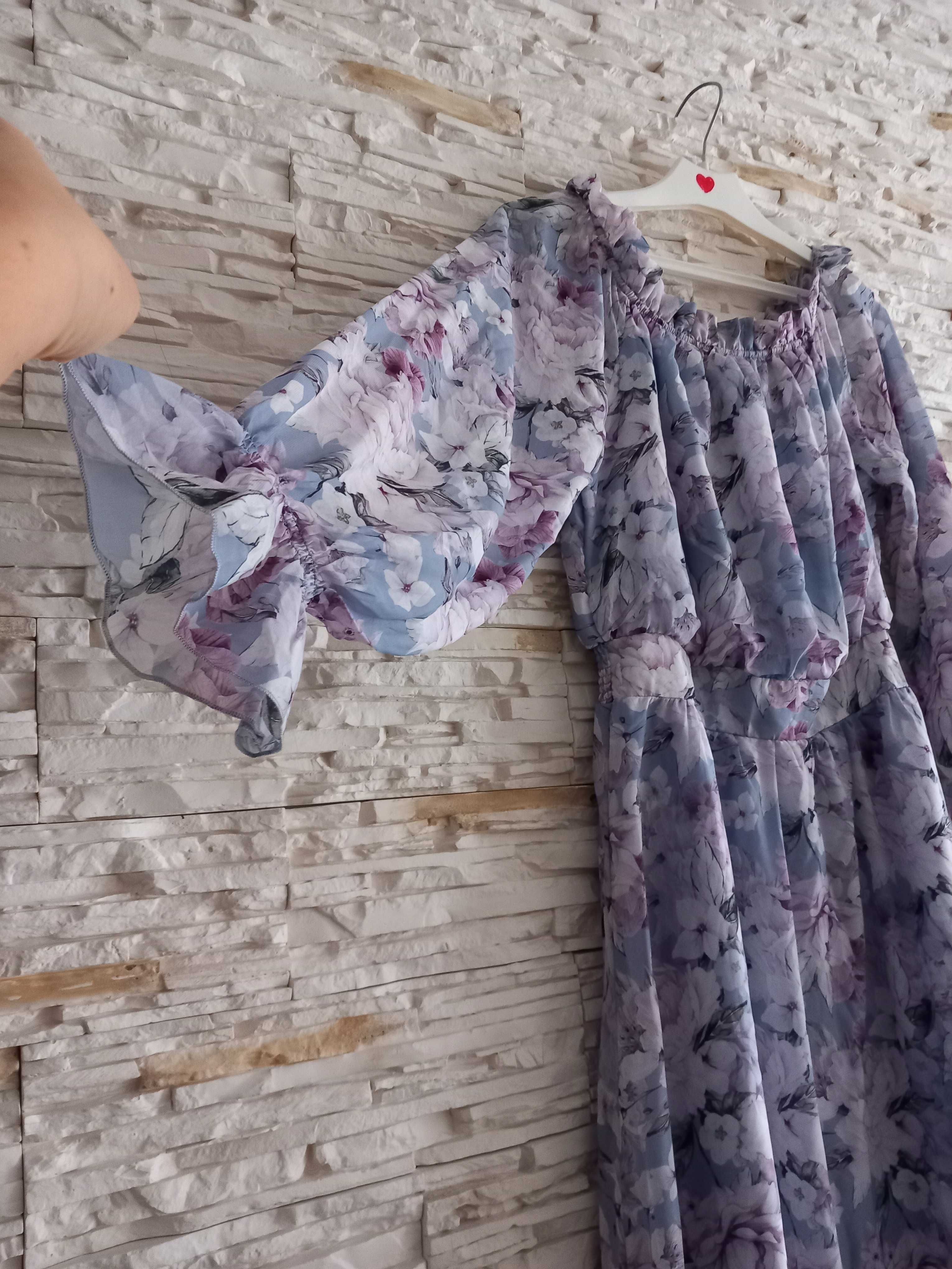 Sukienka maxi kwiaty zwiewna swobodny krój
