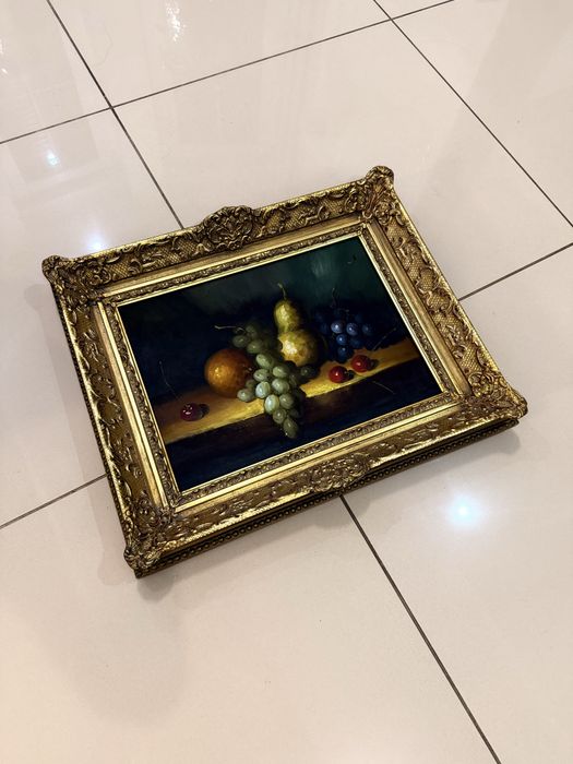 Szwajcaria Obraz olejny na płótnie antyczny ANTYK Martwa Natura Owoce