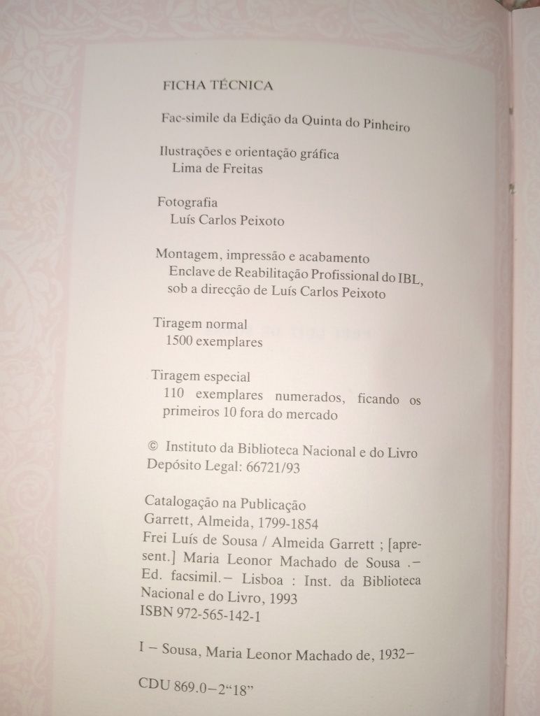 Frei Luiz de Sousa FacSimile do Pinheiro ilustrado Lima de Freitas
