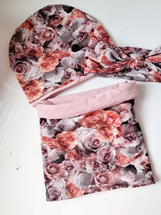 Nowy zestaw dla dziewczynki czapka komin opaska