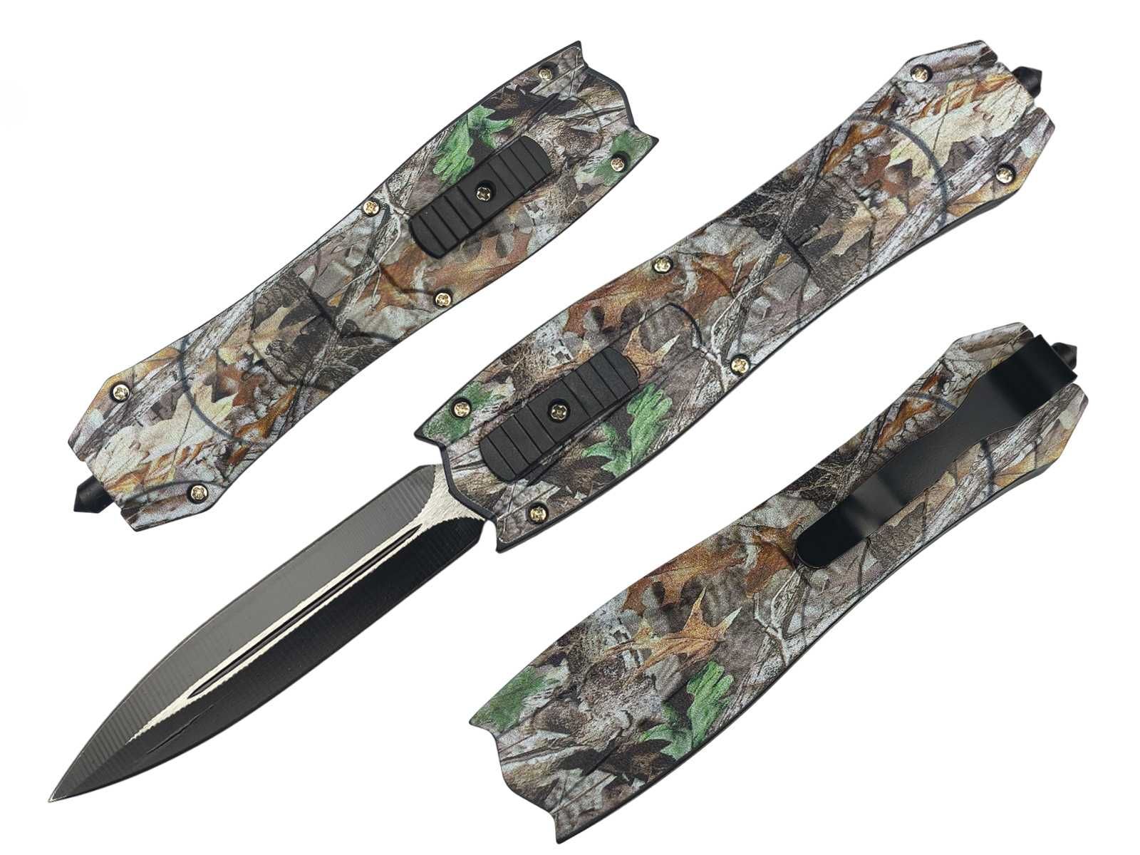 Nóż Sprężynowy wysuwany od frontu automat CAMO Camouflage OTF F30