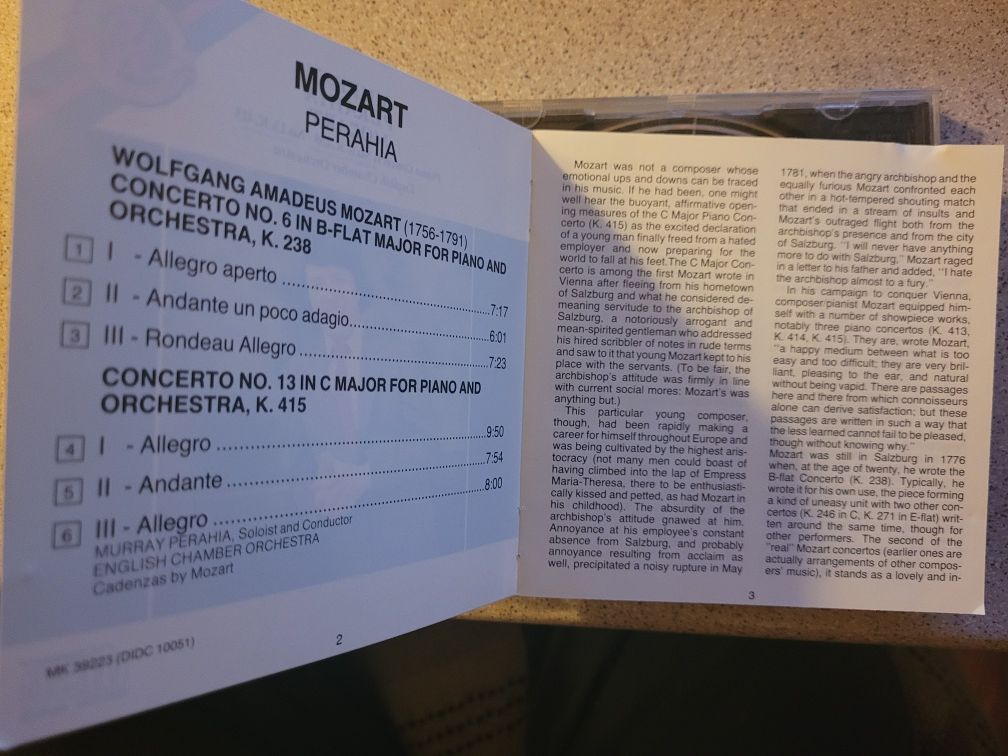 CD Murray Perahia / Mozart Piano Concerti no.6/no.13 CBS Master..1984