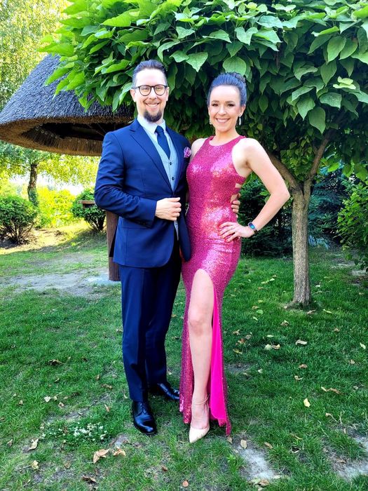 Piękna cekinowa suknia wieczorowa ślub wesele jak ASOS 36/38 S/M