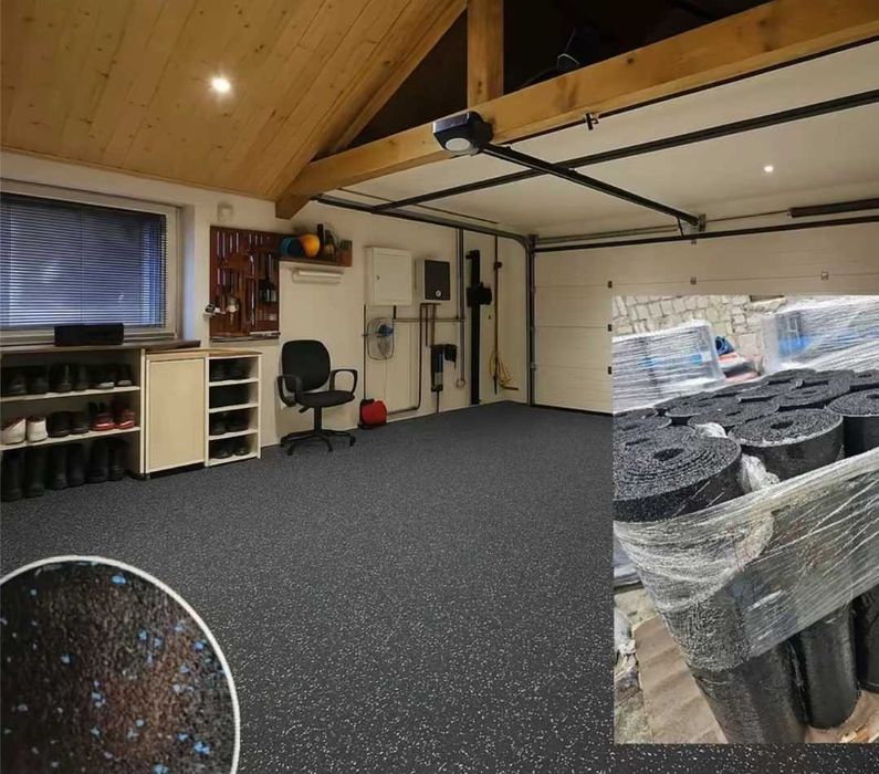 Mata gumowe w rolce/ RÓŻNE  WYMIARY podloże do garażu/siłowni hali