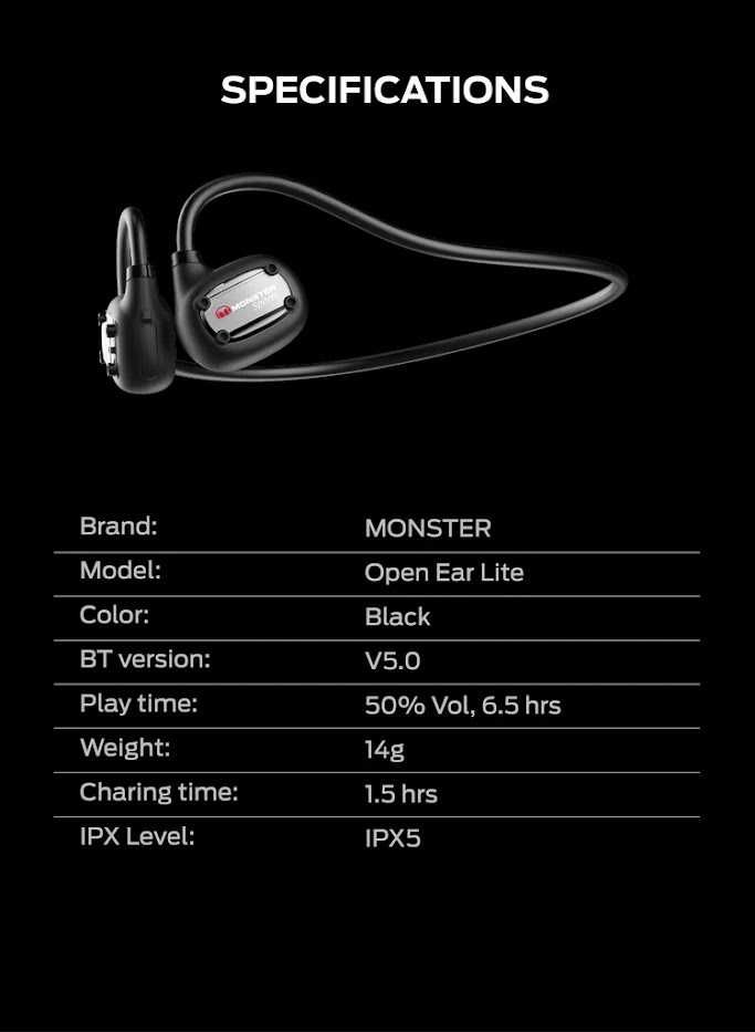 Monster Open Ear Lite открытые беспроводные bluetooth наушники