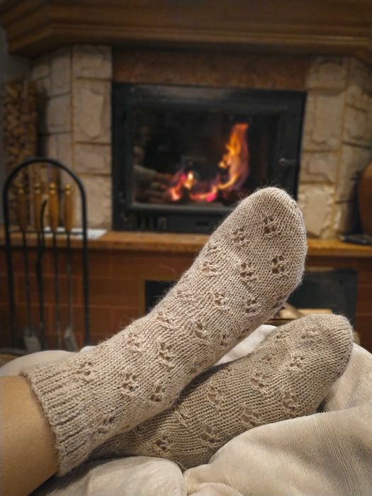 Ażurowe kobiece wełniane skarpetki handmade na prezent