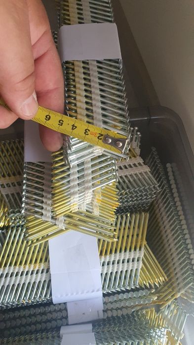 Gwoździe łączone plastikiem hikoki ocynk ring 9cm,6cm,5cm 21 stopni.