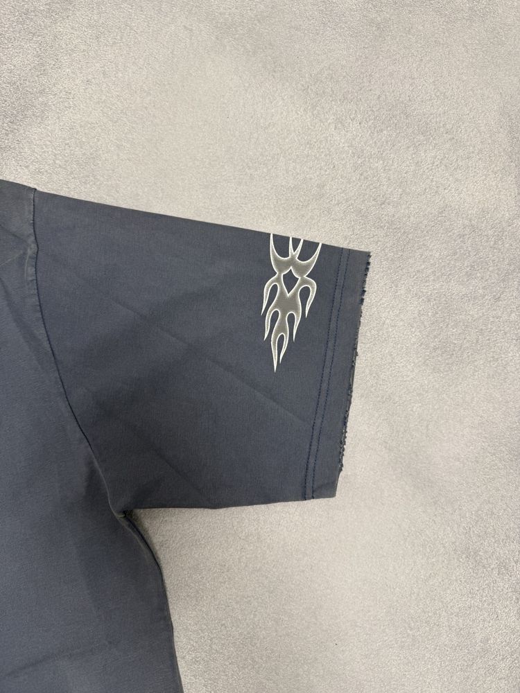 футболка Balenciaga Unity Fire logo blue tee