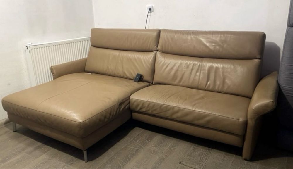 Narożnik ROM skóra naturalna tofi sofa kanapa premium elektryk DOSTAWA