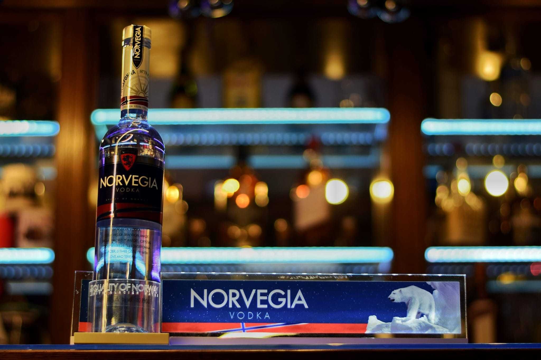 Świecąca reklama Norvegia vodka LED lampka bar