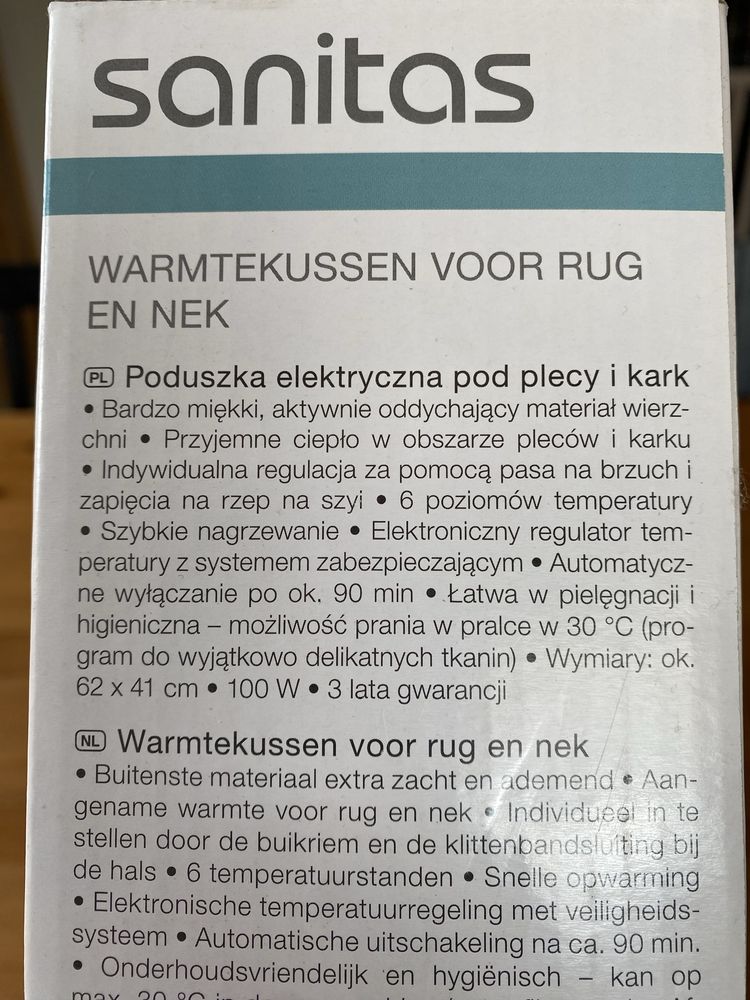 Poduszka elektryczna pod plecy i kark,sanitas,lidl,rozgrzewająca podus