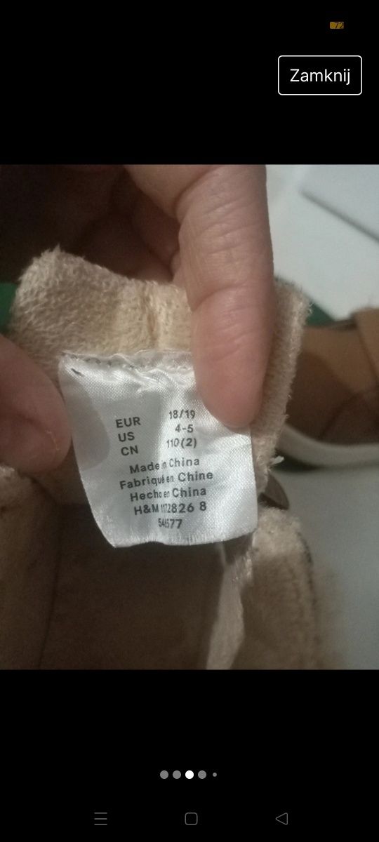 Buty dziecięce zimowe H&M rozmiar 18/19