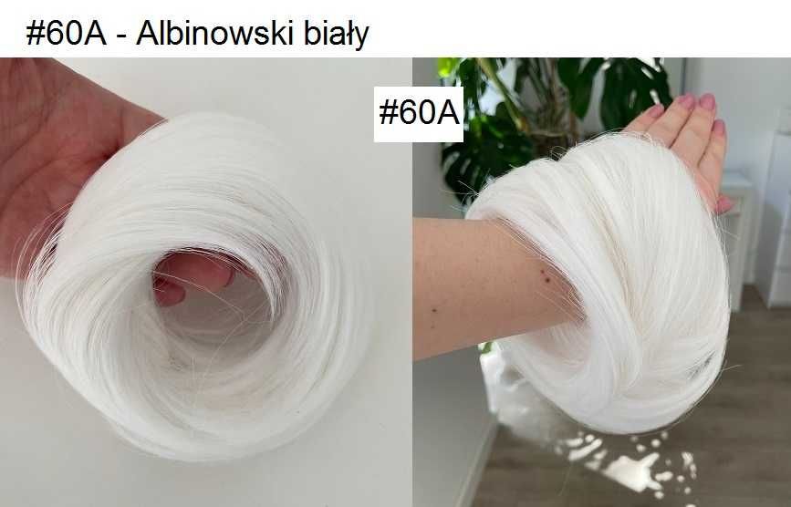 Doczepiany Kok na gumce doczepiane włosy # 60 Mrozny blond lub biały
