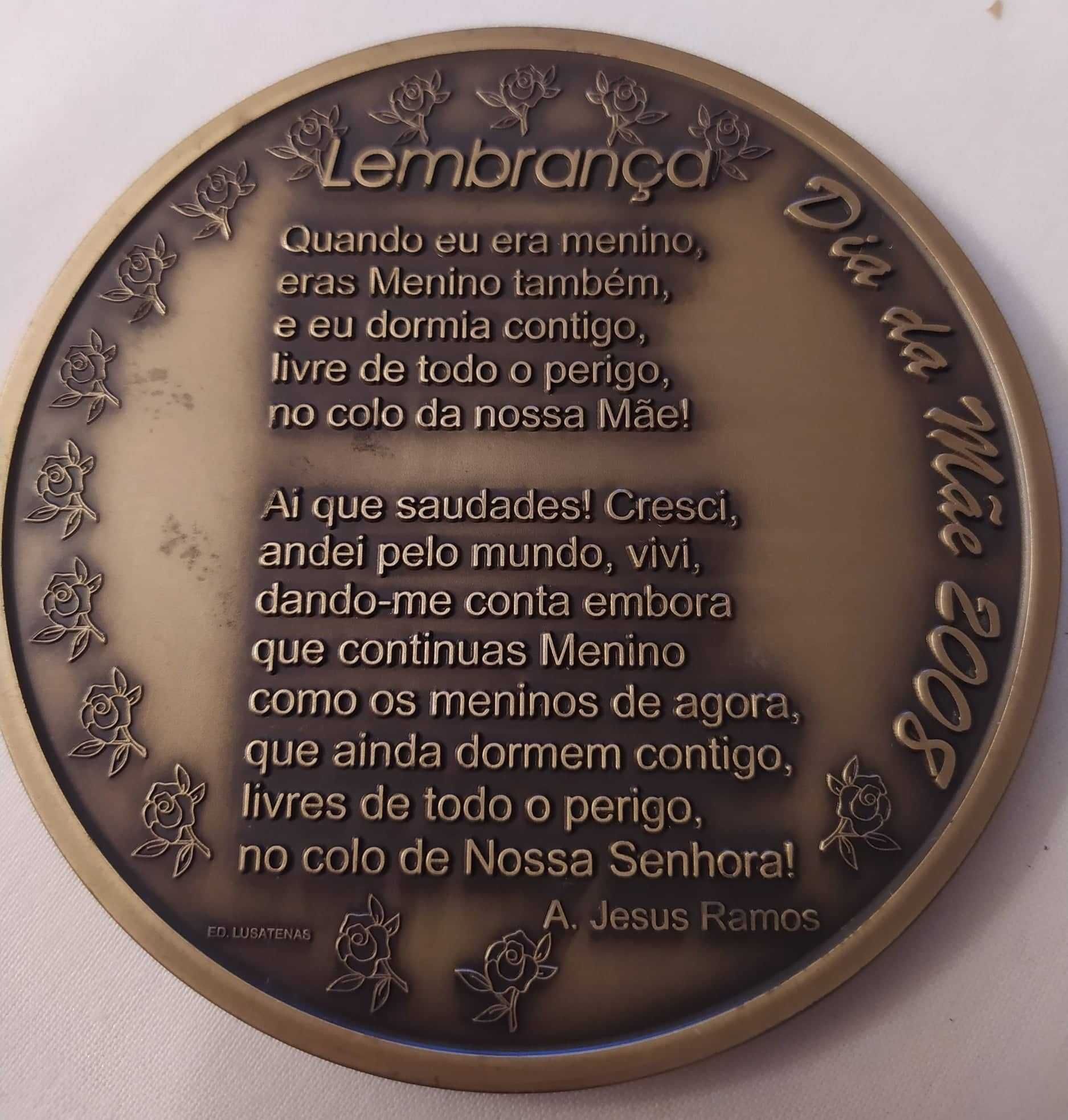 Medalha bronze comemorativa Dia da Mãe (anos: 1985, 88, 93, 2008 )