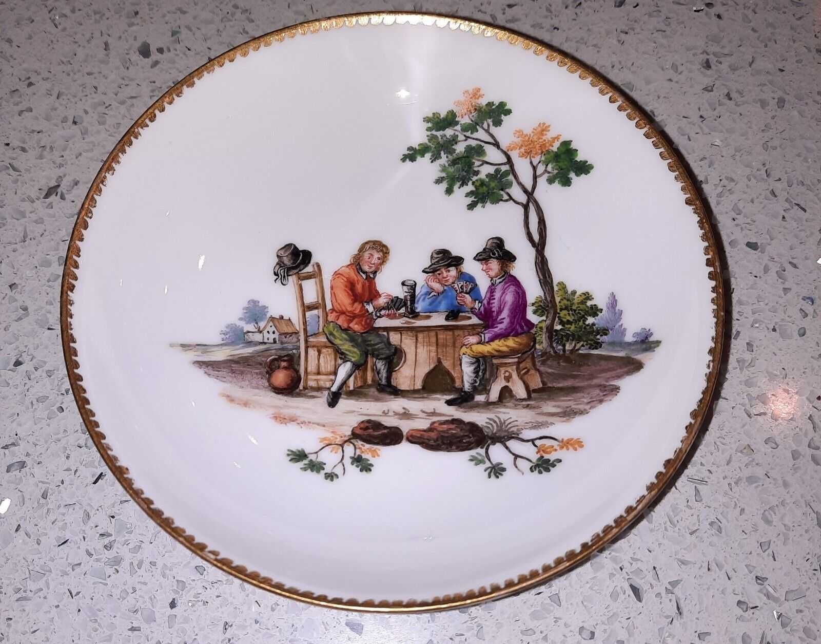 Porcelanowy spodek Miśnia 18TH XVIII wiek Meissen Talerzyk