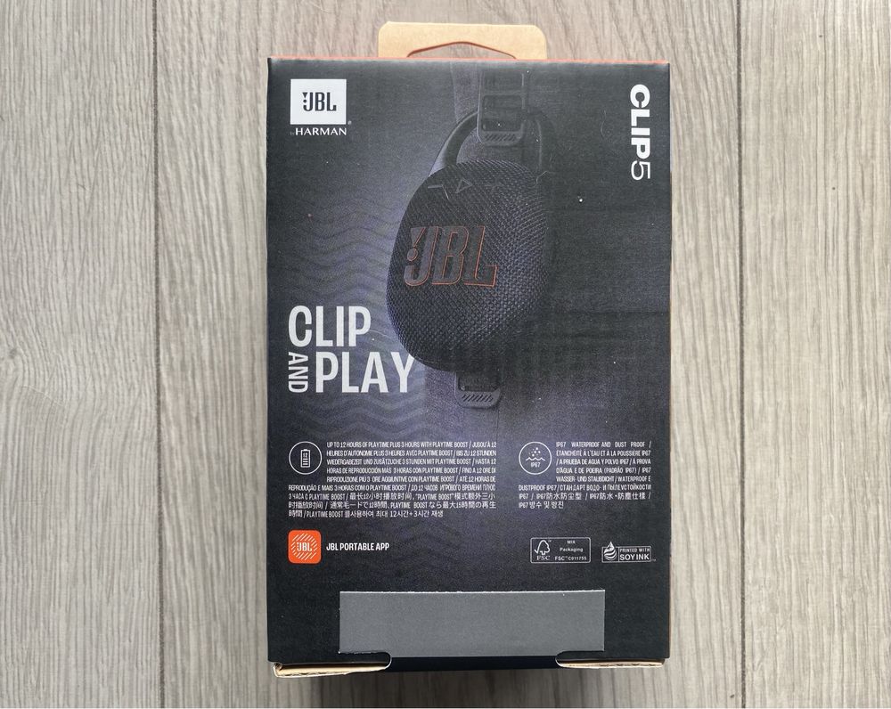 Nowy Oryginalny Przenośny Głośnik Bluetooth JBL Clip 5 Czarny Okazja!!