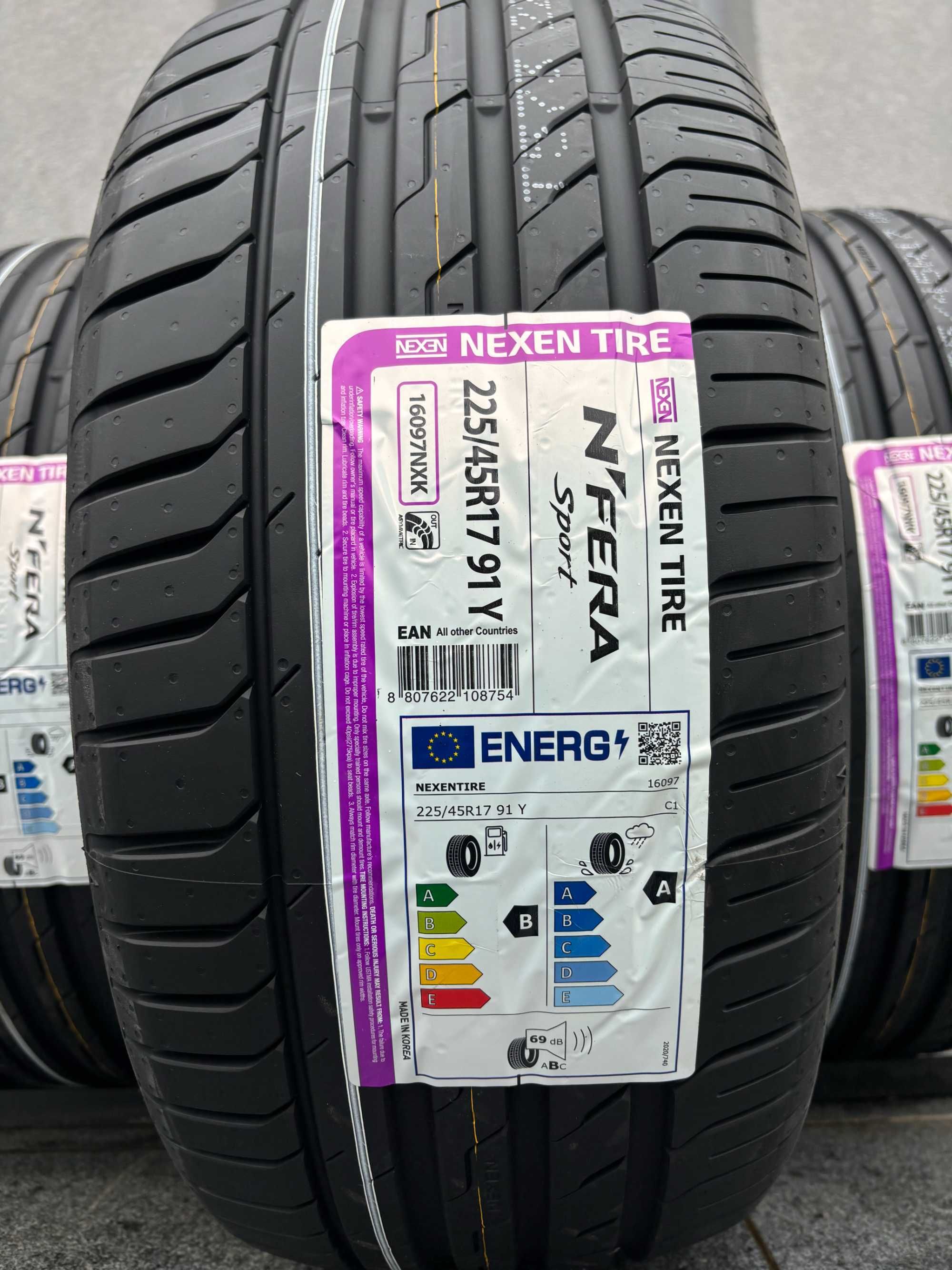 x4 letnie 225/45R17 Nexen SPORT 91Y B,A,69db Prosto z fabryki! gwaranc