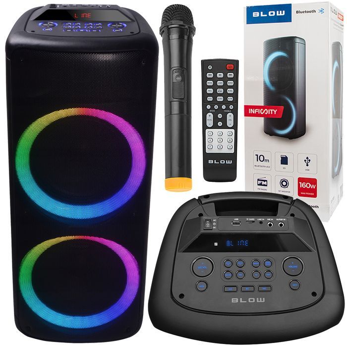 Duży głośnik Bluetooth BLOW Infinity LED FM USB SD mikrofon karaoke