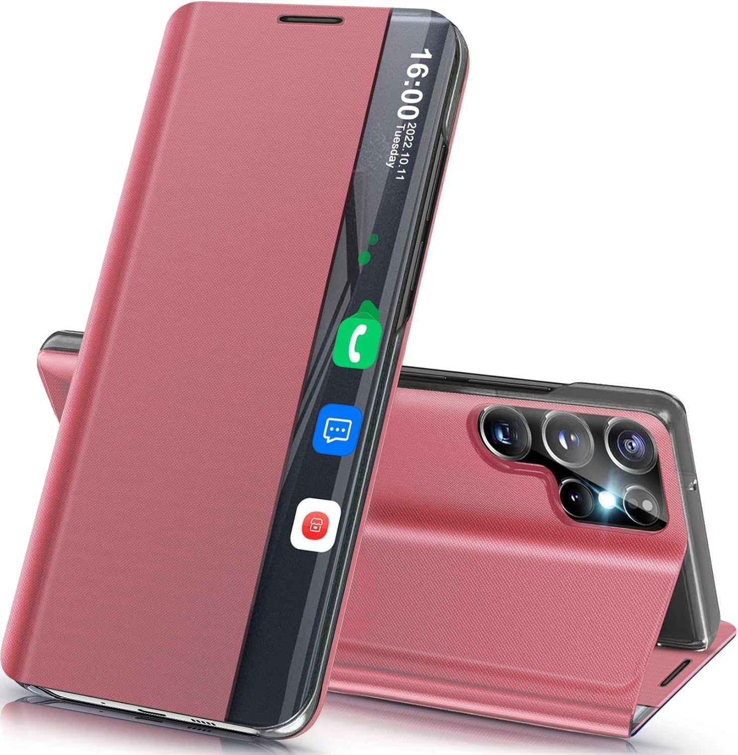 QISSY etui Clear View CASE Samsung Galaxy S24 Ultra róż z klapką