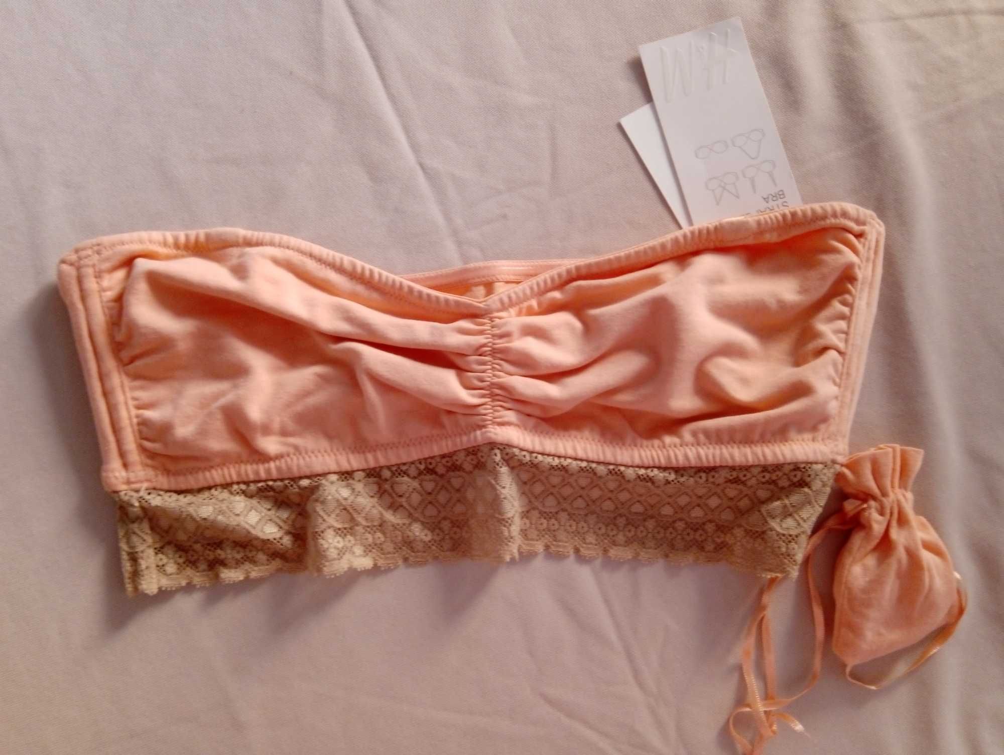 1/3 ceny biustonosz bandeau opaska koronka i odpinane ramiączka H&M 38