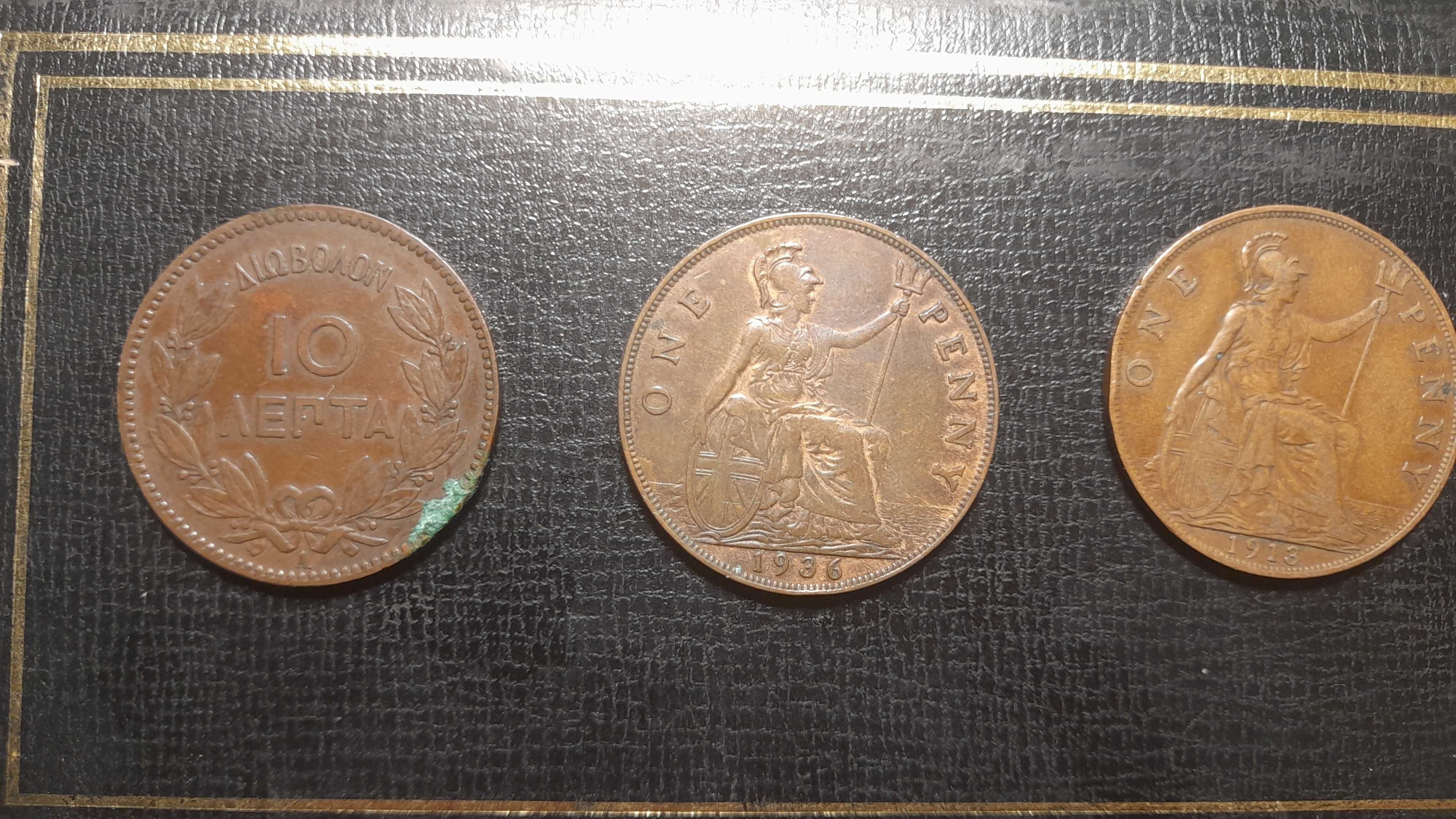 grecka moneta 10 lepta z 1882  i2 x 1 pens 1936 i 1913
