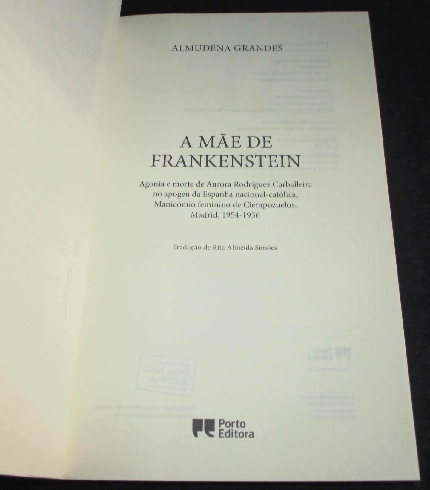 Livro A Mãe de Frankenstein Almudena Grandes