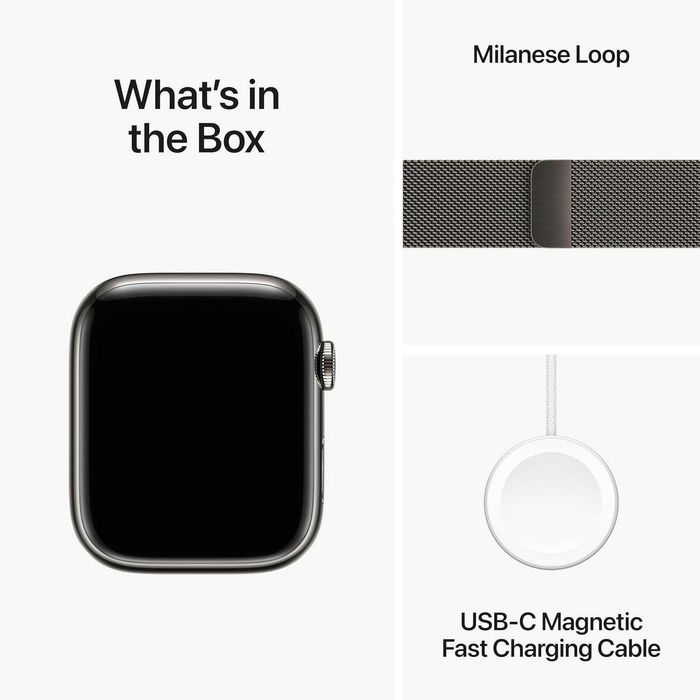 Apple Watch 9 45mm Graphite S. Steel Case w. Graphite Milanese Loop
