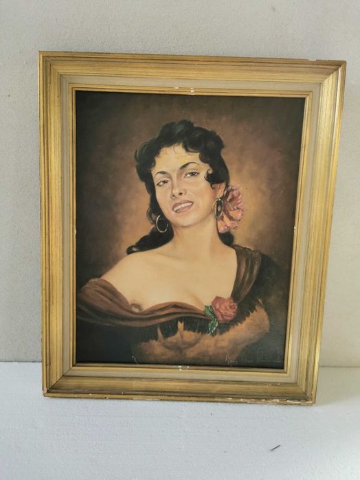 Obraz olejny w złotej ramie na płótnie wym.  60x50 zł