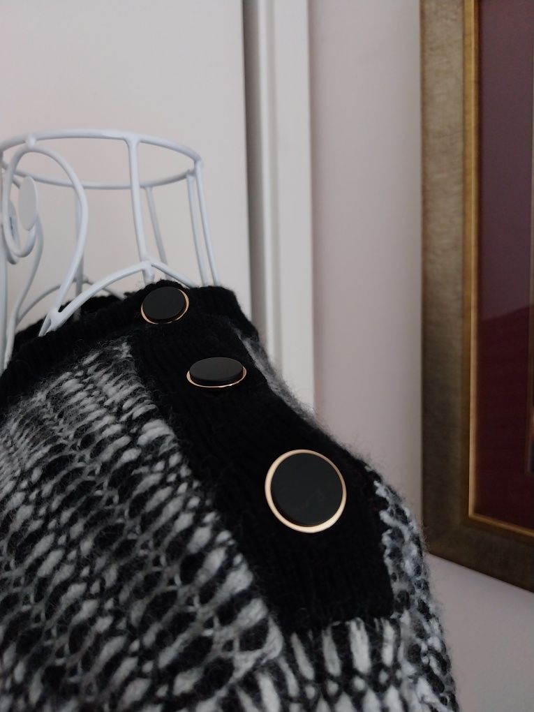 Camisola inverno | preto e branco | 60% lã | Galeries Lafayette