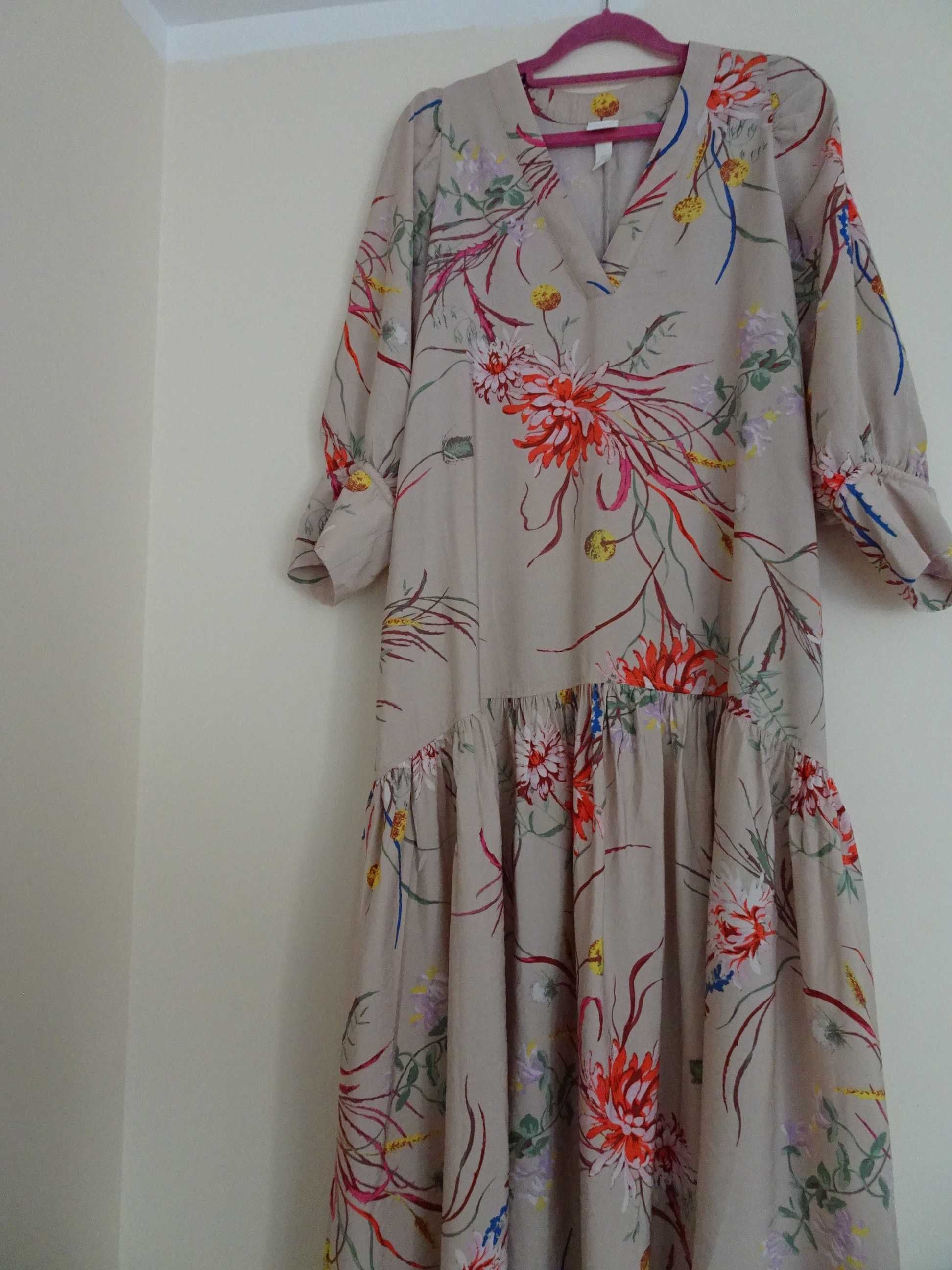 H&m sukienka w kwiaty L/XL maxi