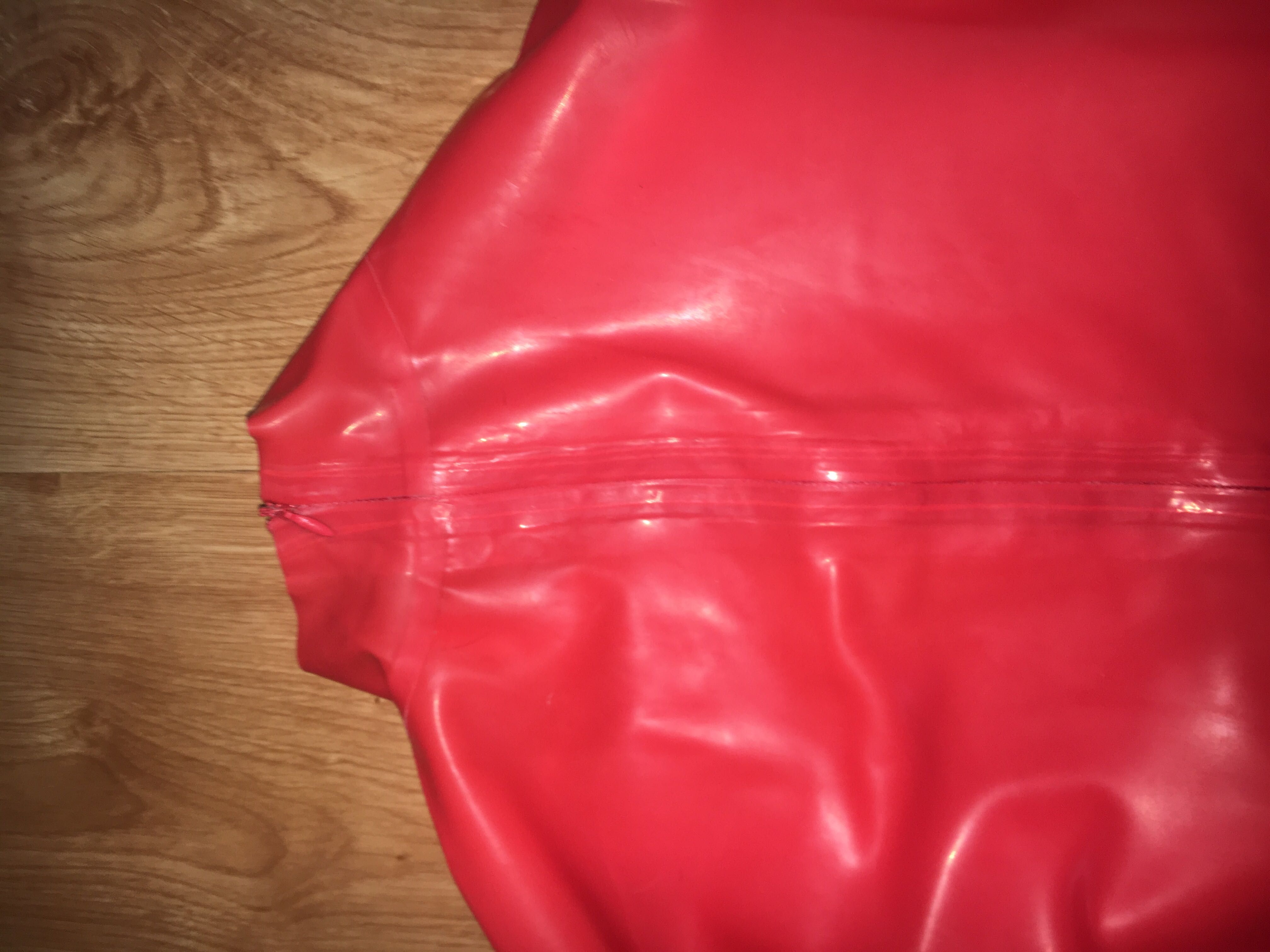 991/Przebranie sylwester impreza sukienka lateks latex mini czerwona S