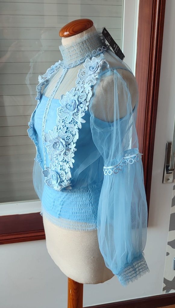 Blusas New Imperial, transparente com top interior - Novo

- Azul (40