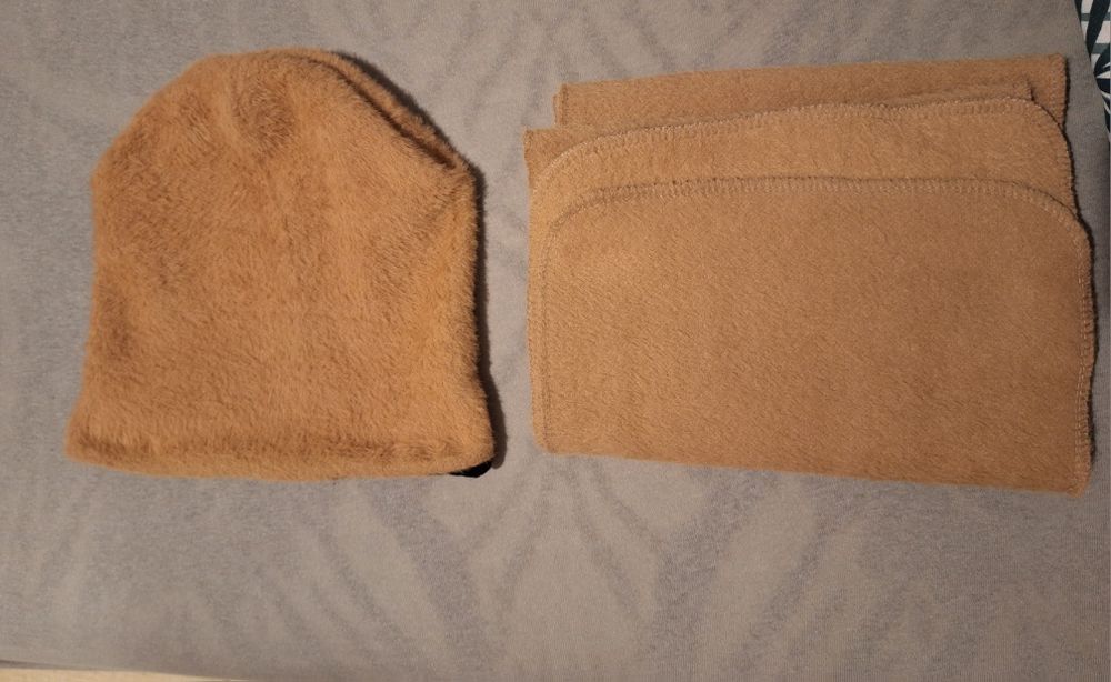 Czapka i szalik komplet alpaka karmelowa