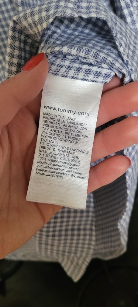 Granatowa męska Koszula w kratę Tommy Hilfiger L