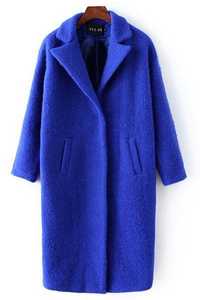 Синє шерстяне пальто