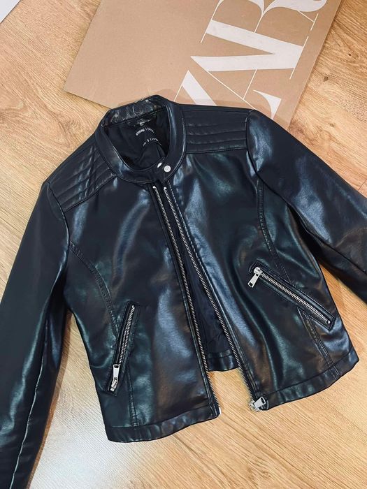 Sinsay S kurtka 36 ekoskora czarna motocyklowa krotka