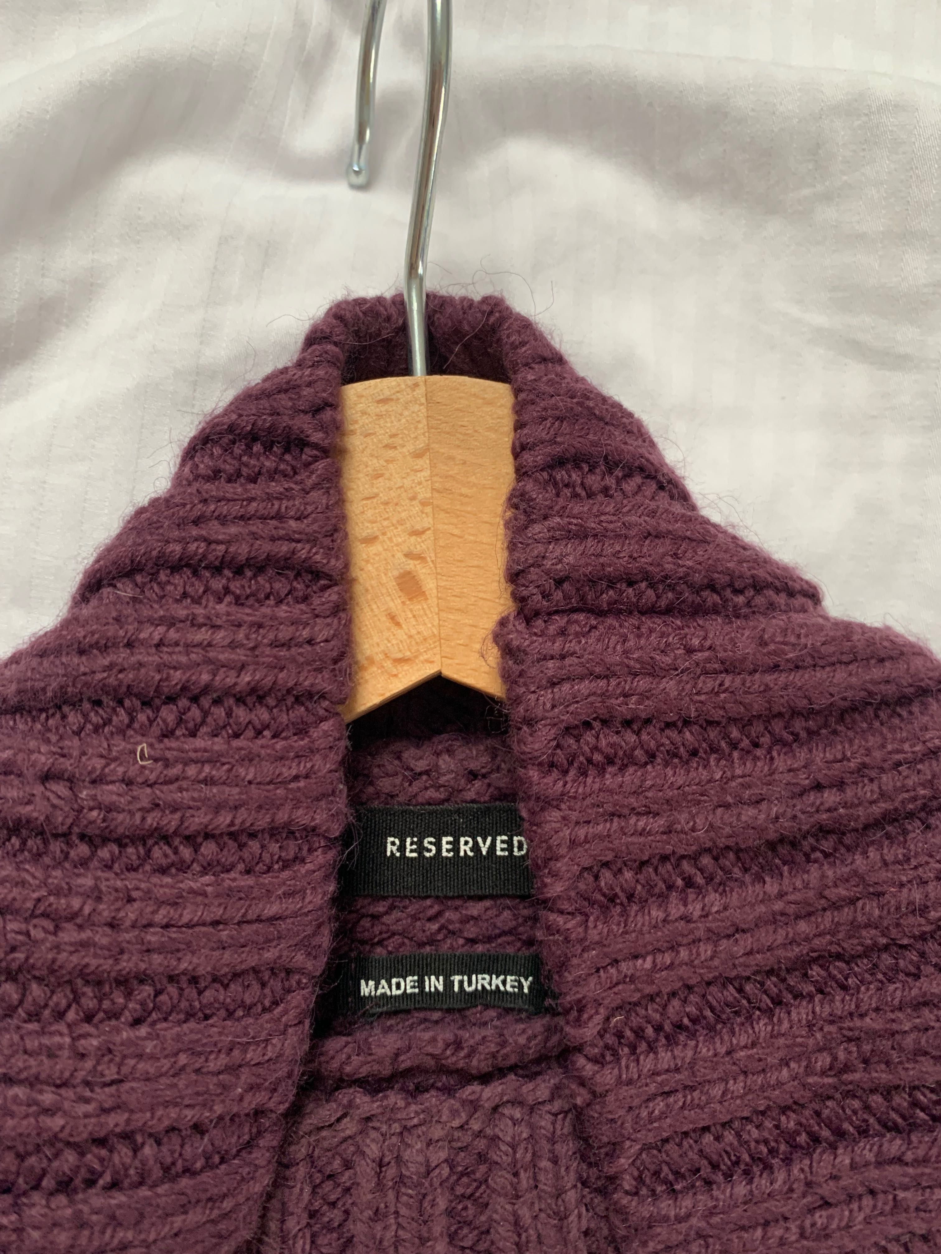 Gruby sweter Reserved oversize śliwkowy fioletowy półgolf