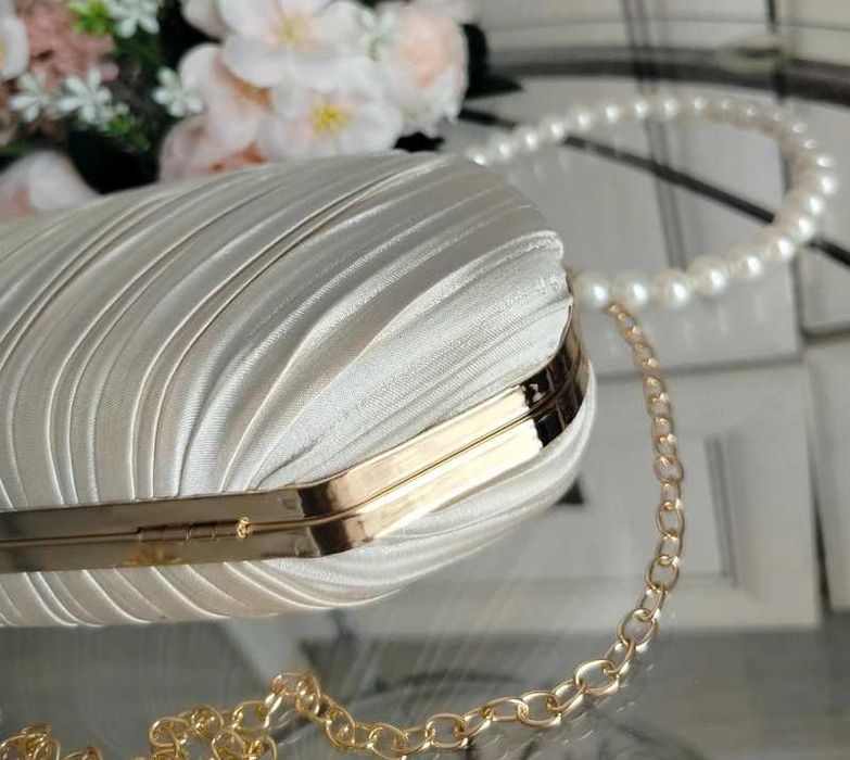 torebka wieczorowa kopertówka coquette vintage retro perły ślub wesele