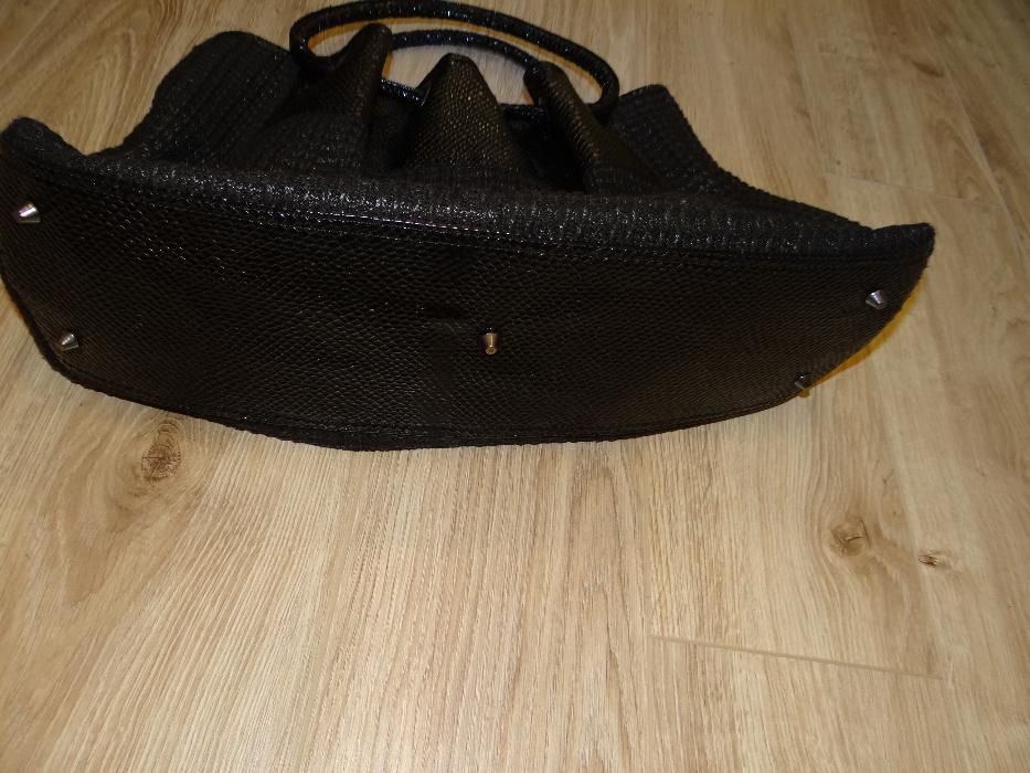 Czarny pleciony shopper bag SOLAR
