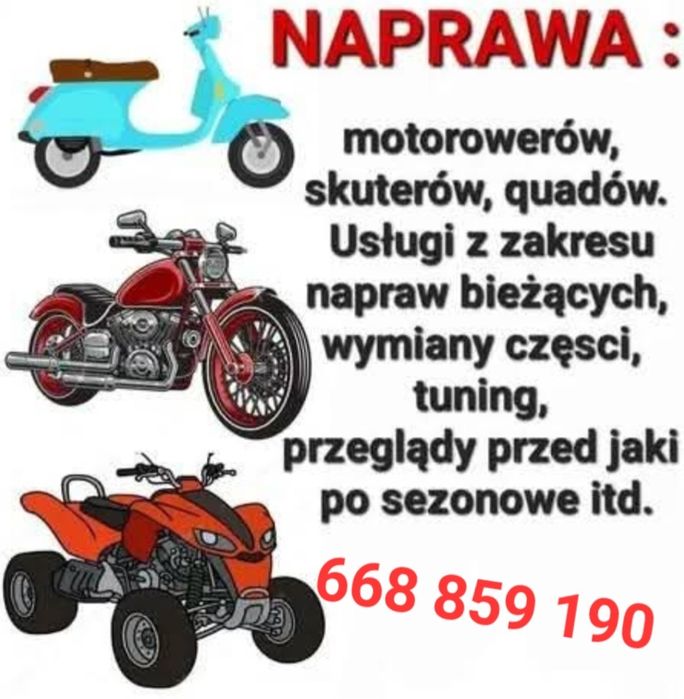 SERWIS NAPRAWA  motorowerów, skuterów, quady,atv,cross itd