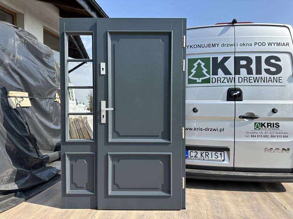 Drzwi zewnętrzne drewniane z doświetlem Cała Polska Na Wymiar