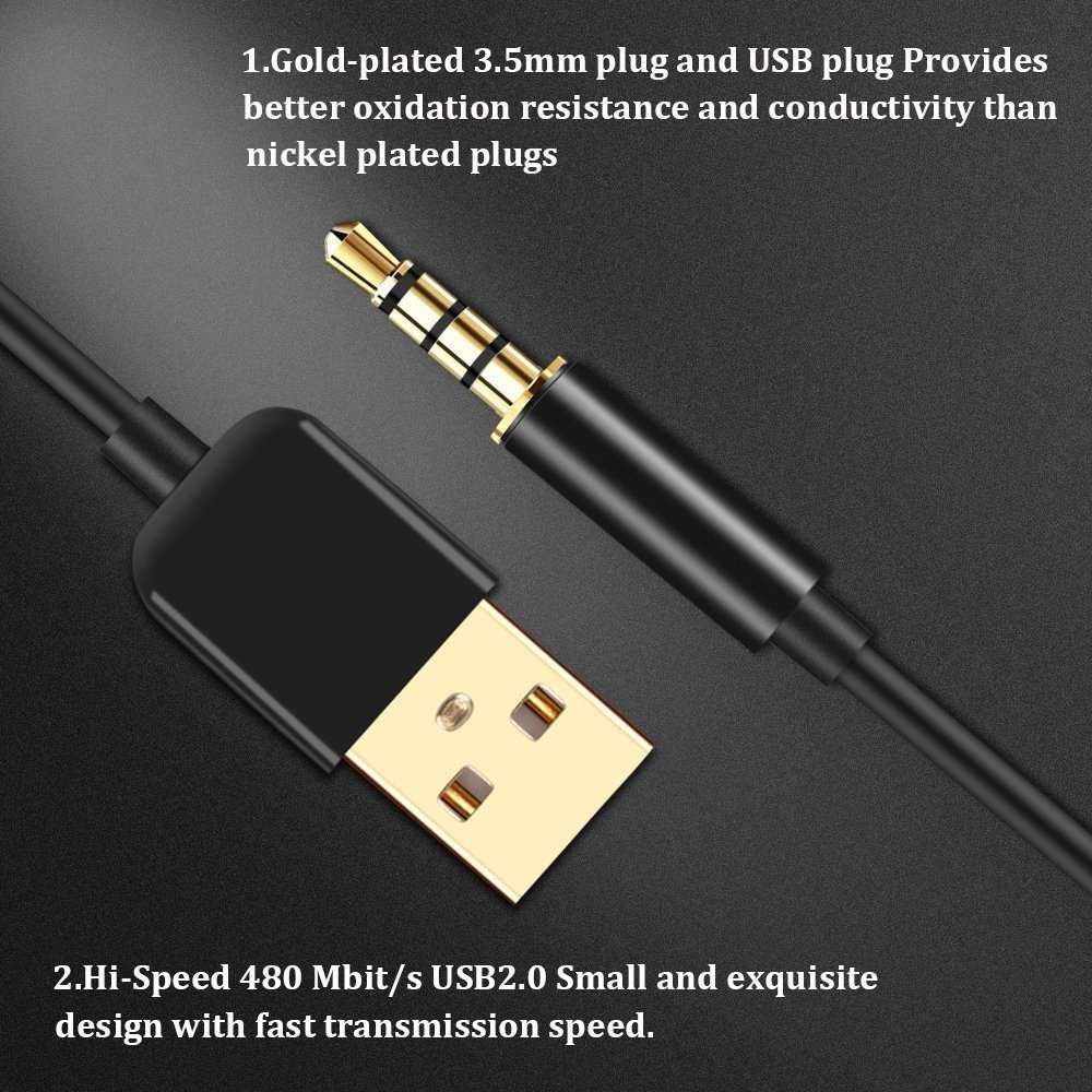AGPTEK 2 in 1 3.5mm AUX Audio Jack Male to USB 2.0 Male