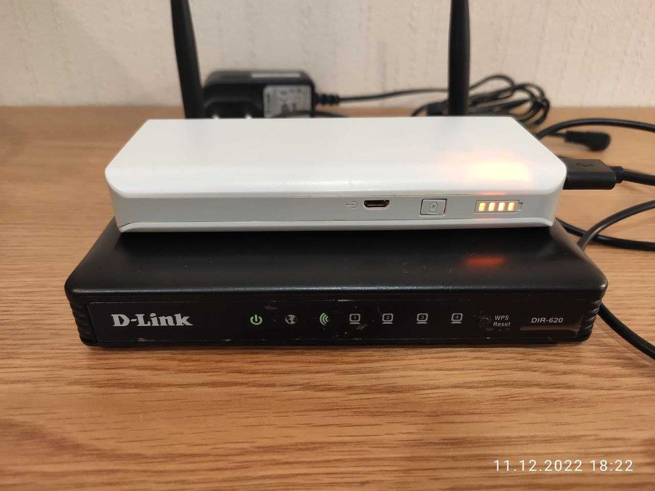 Роутер D-Link Dir 620 + PowerBank 10000 mAh +кабель (все працює разом)