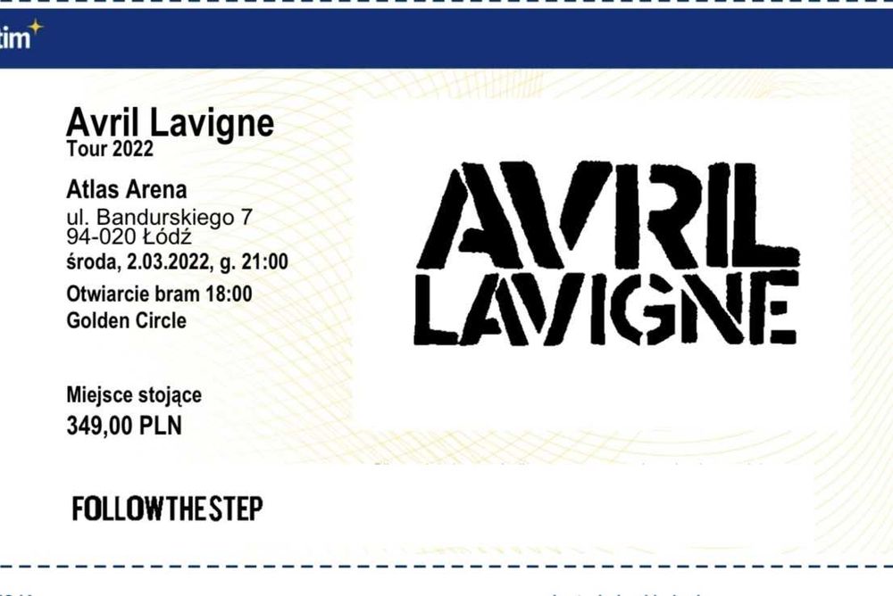 Bilet na koncert Avril Lavigne 30.04.23 Łódź Golden Circle