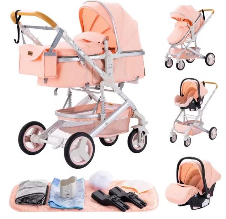 Carrinho de bebé 3 em 1 novo - rosa