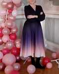 SHEIN Clasi Elegancka Damska Sukienka Midi litera A Ombre  r.44