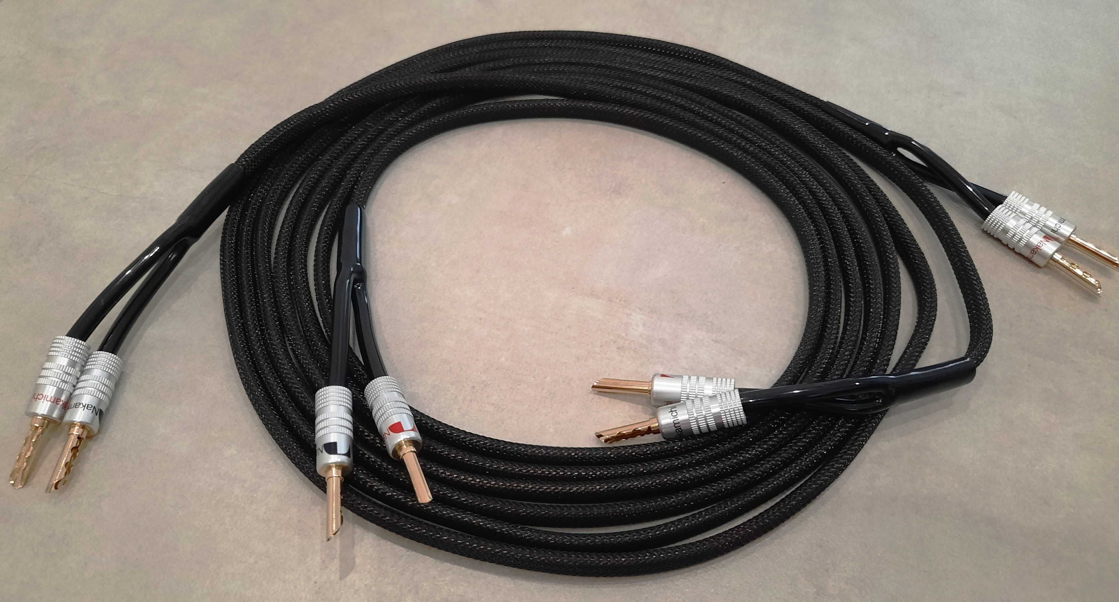 Kable Głośnikowe Miedź 2x2m/2x2,5mm Wtyki RCA/Widełki Nakamichi DIN2