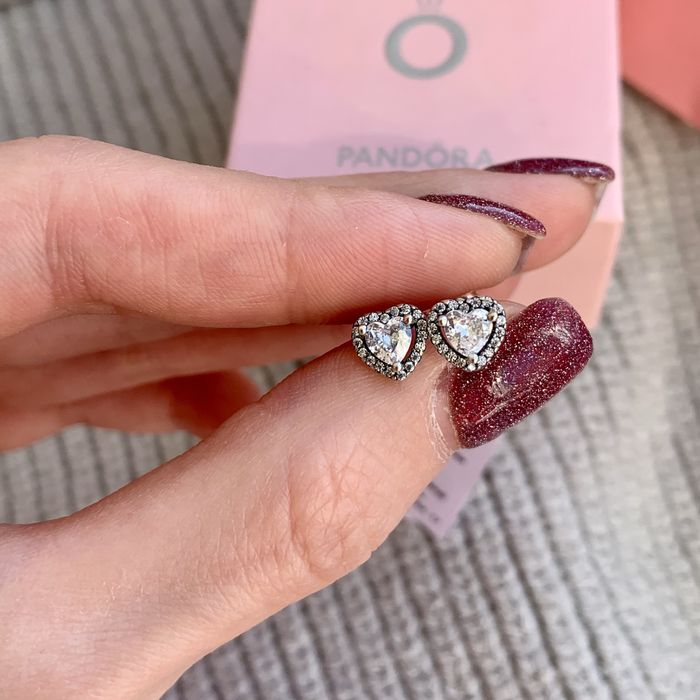 Сережки Pandora серце Оригінальні серьги Пандора нові кульчики срібні
