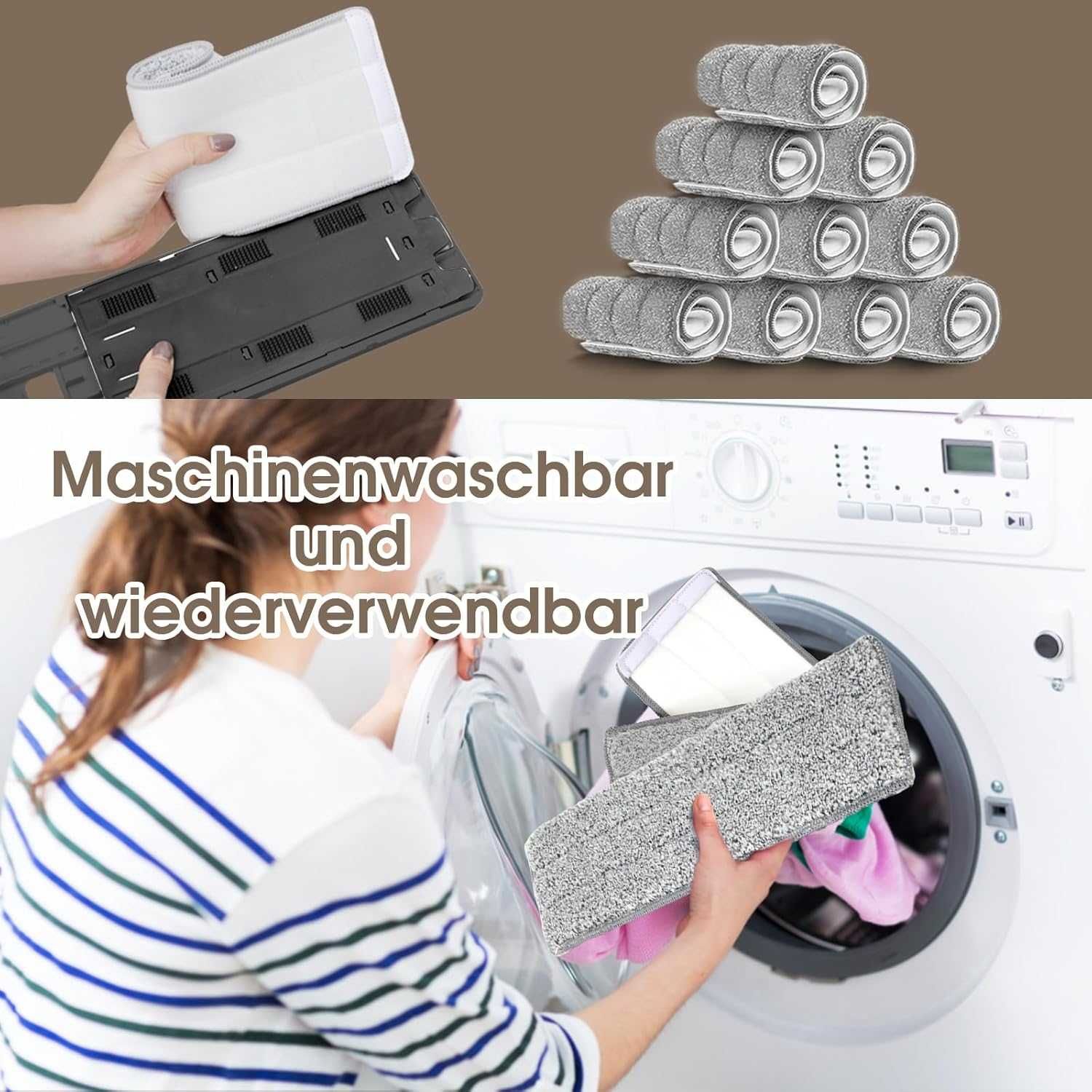MASTERTOP mop z mikrofibry z 10 wkładkami z wiadrem, biały
